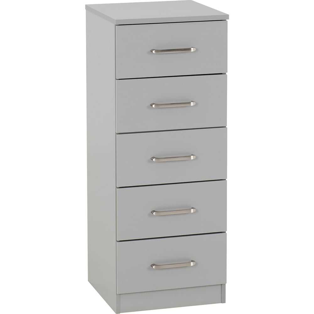 Seconique Dakota 5 Drawer Light Grey Narrow Chest Image 2