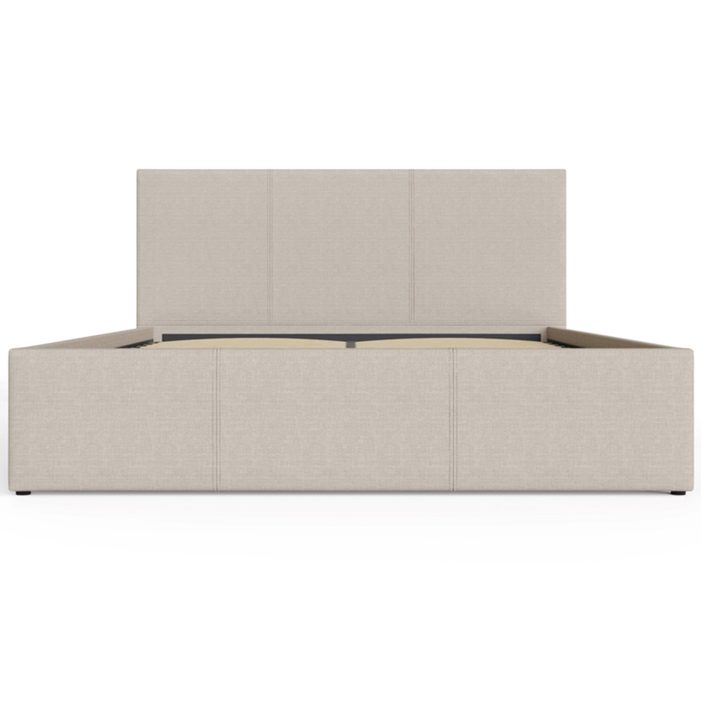 GFW King Size Natural Hopsack Fabric End Lift Ottoman Bed with Memory Pocket Spring Mattress Image 5
