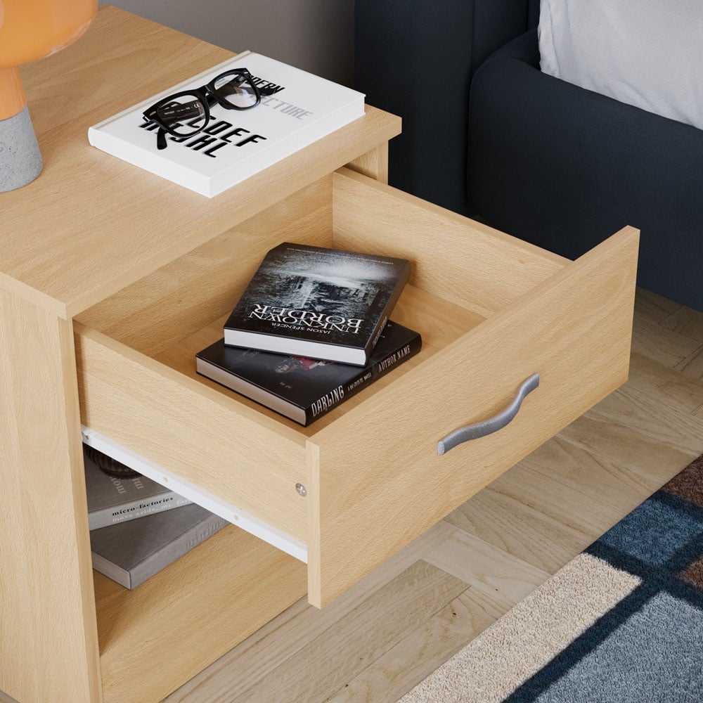 Vida Designs Riano Single Drawer Pine Bedside Table Image 5