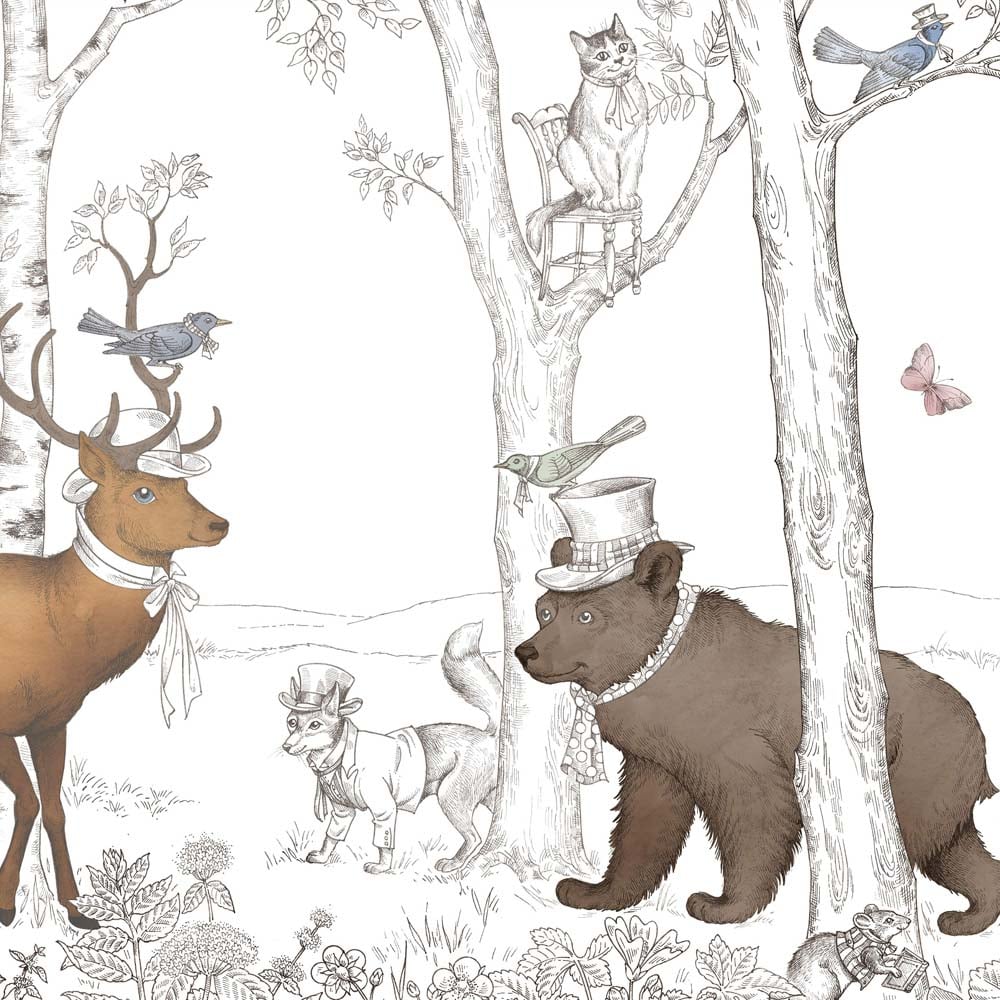 Grandeco Wonderland Forest Childrens Grey Wall Mural Image 2