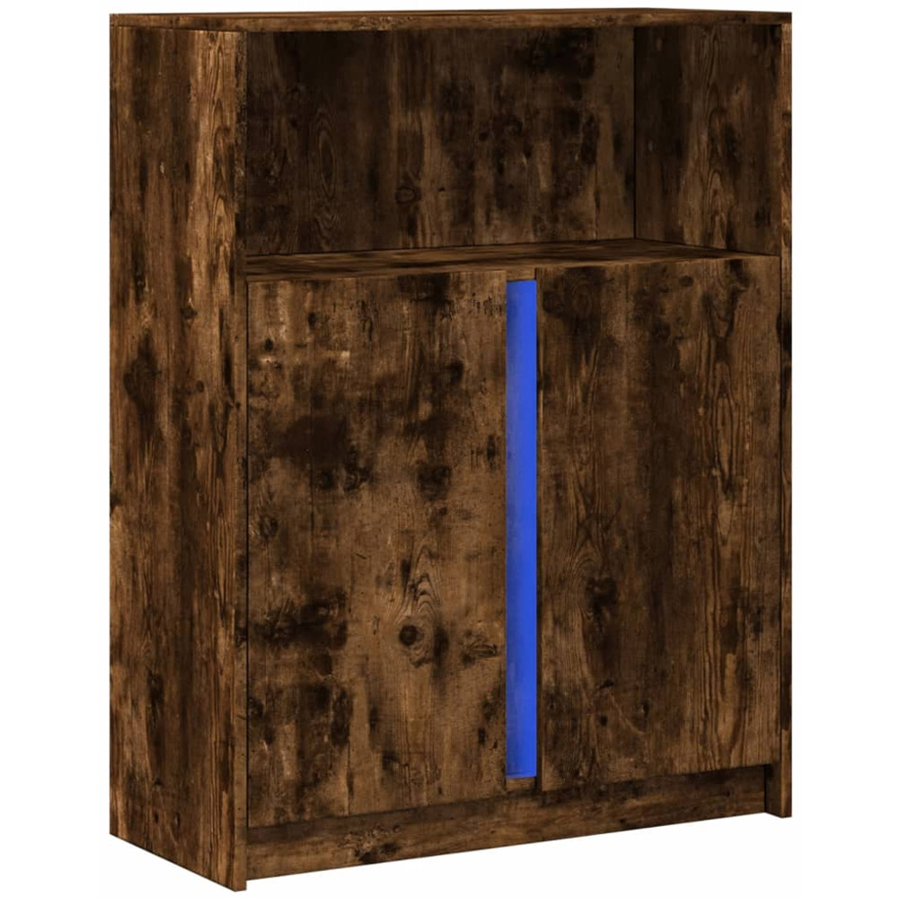 vidaXL 2 Door Single Shelf Smoked Oak Sideboard with RGB LED Lights Image 3
