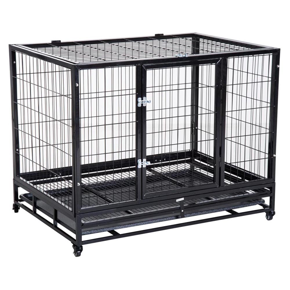 PawHut 43 Inch Heavy Duty Metal Dog Kennel Image 1