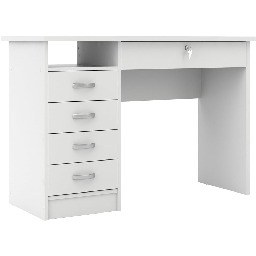 Florence Function Plus 5 Drawer Desk White Image 2