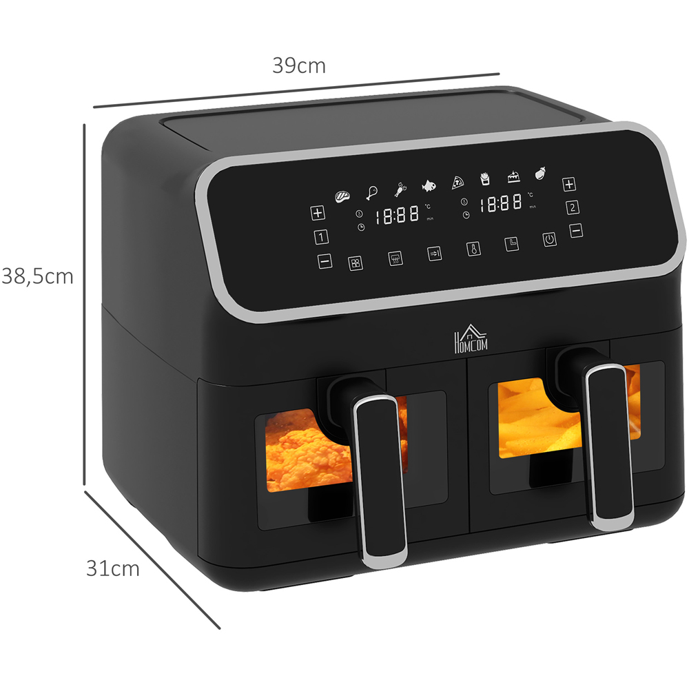 HOMCOM 800-191V70BK Black 8L Dual Zone Air Fryer 2700W Image 9