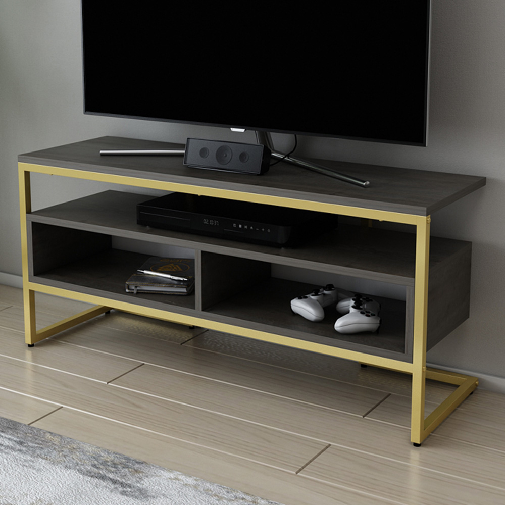 Decorotika Merrion 3 Shelf Gold Wenge TV Stand for 50 inch TV Image 1