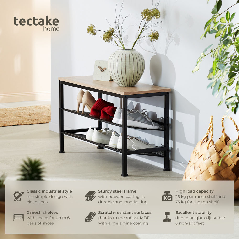 tectake Derry 2 Grid Shelf Oak Sonoma Shoe Rack Image 6