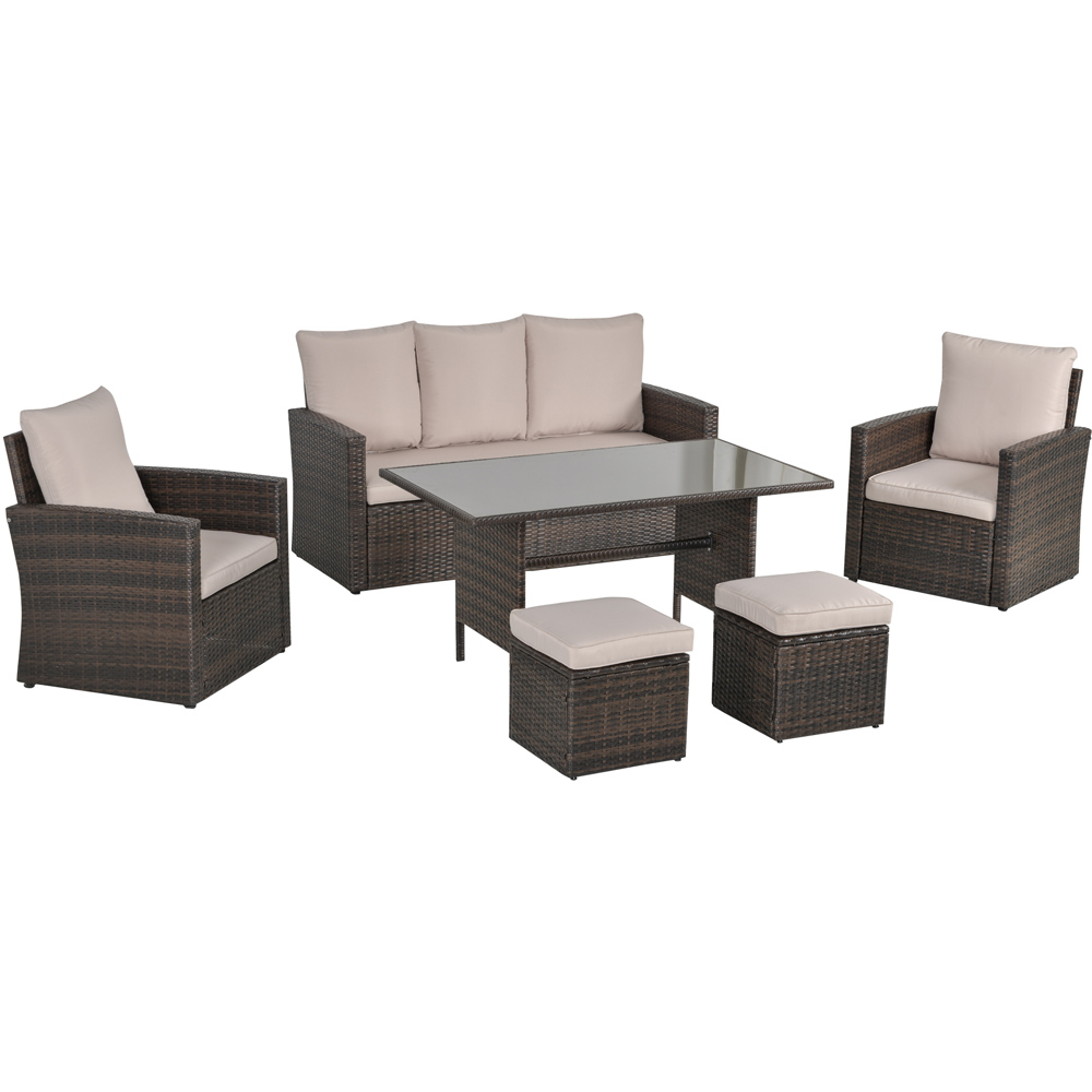 Outsunny 7 Seater PE Rattan Dining Sofa Set Mixed Brown Image 2