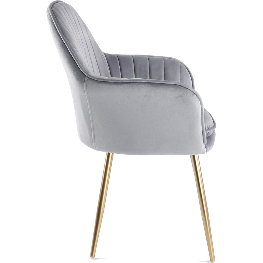 Muse Grey Velvet Accent Chair with Golden Legs Set of 2 Image 4