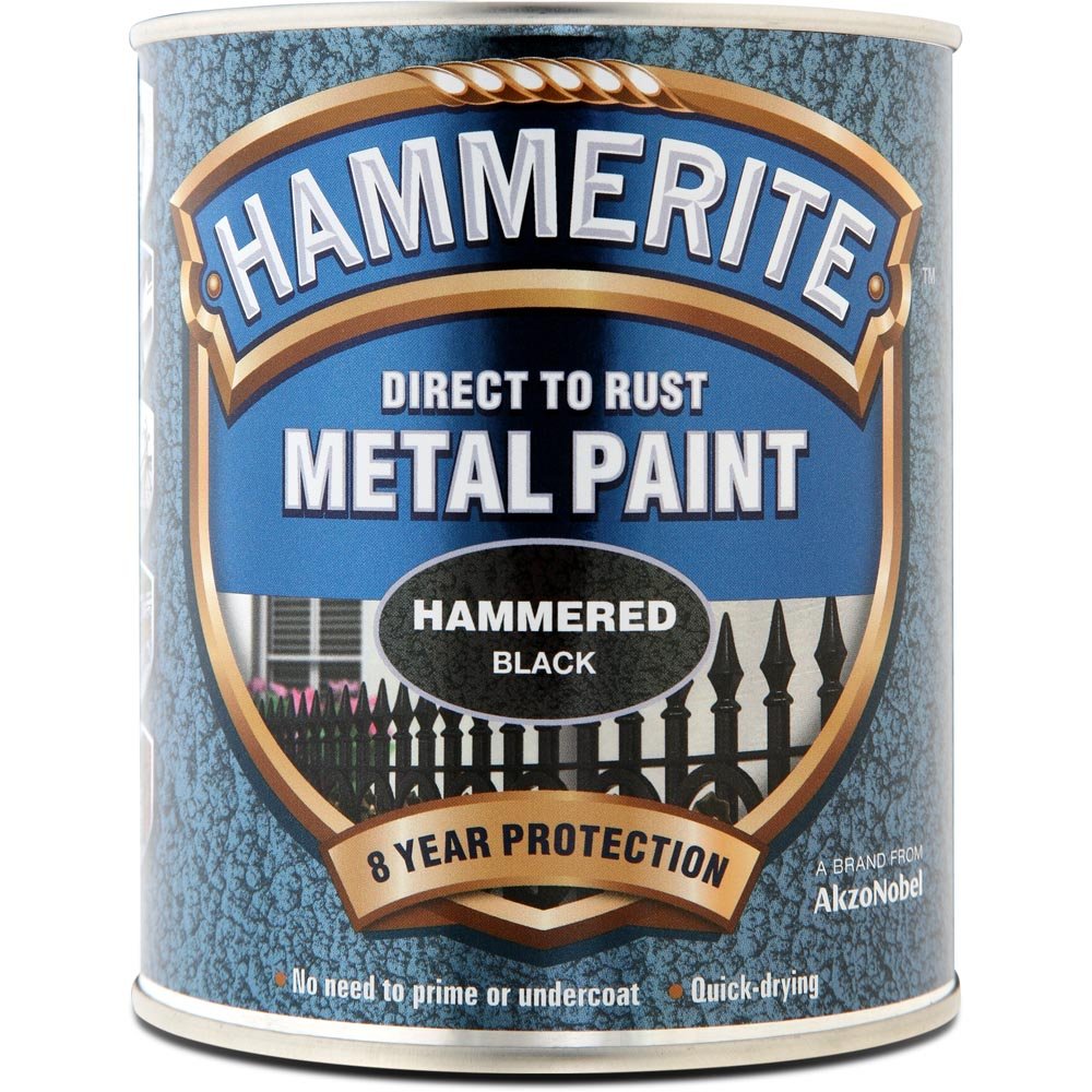 Hammerite Direct to Rust Black Hammered Metal Paint 750ml Image 2