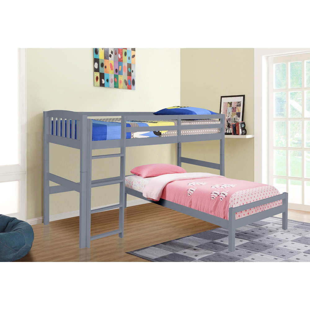 Comfy Living Grey Detachable Wooden Bunk Bed Image 2