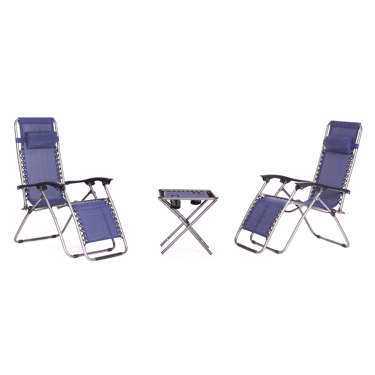 Active Sport Blue Zero Gravity Recliner Garden Chairs and Table Set Image 2