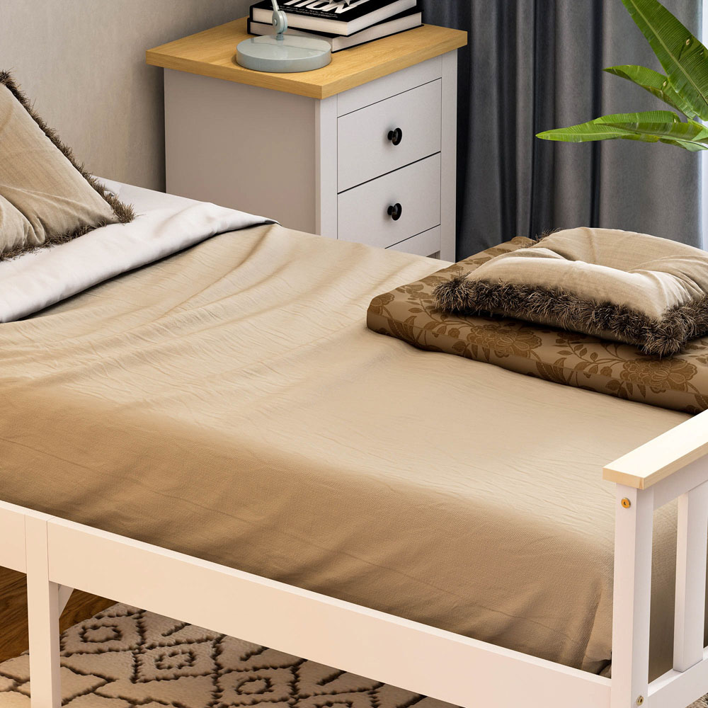 Vida Designs Milan Single White and Pine High Foot Wooden Bed Frame Image 5
