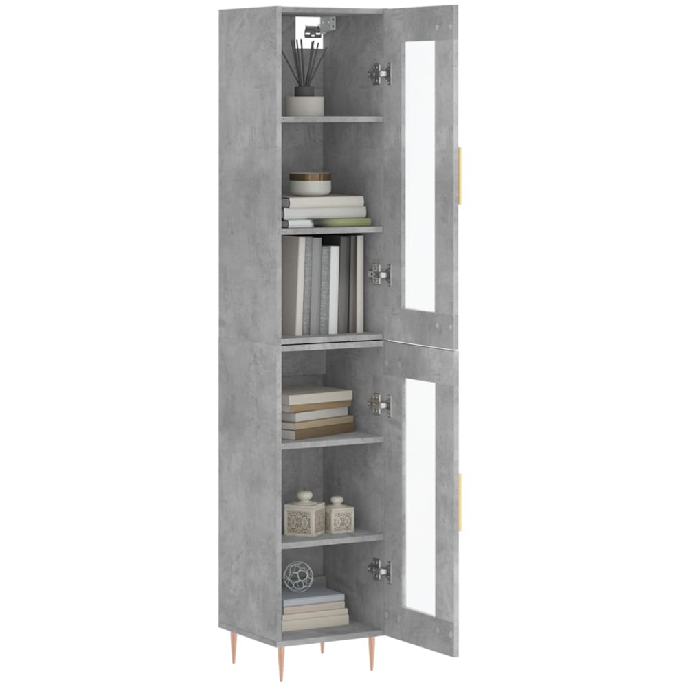 vidaXL 2 Glass Door Concrete Grey Highboard Image 3