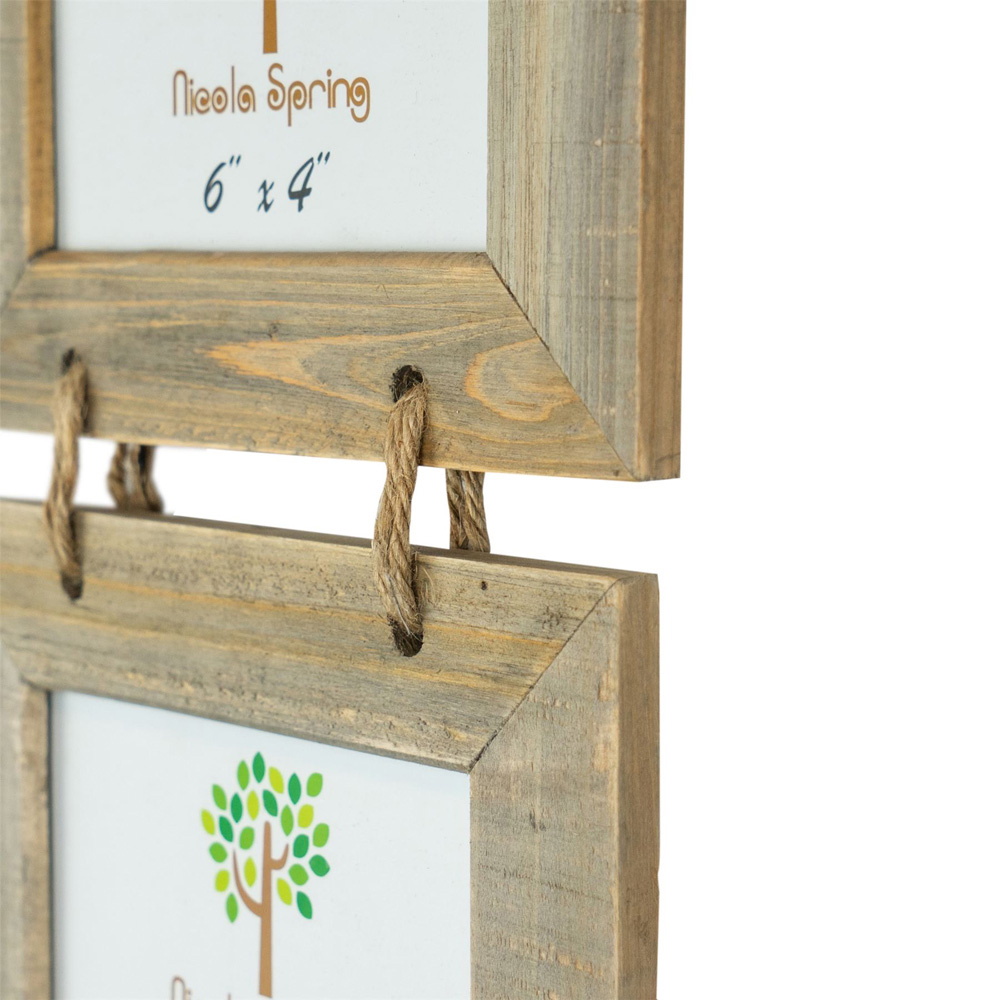 Nicola Spring Natural Rustic Wooden Hanging 5-Photo Frame 6 x 4 inch 5 Pack Image 3