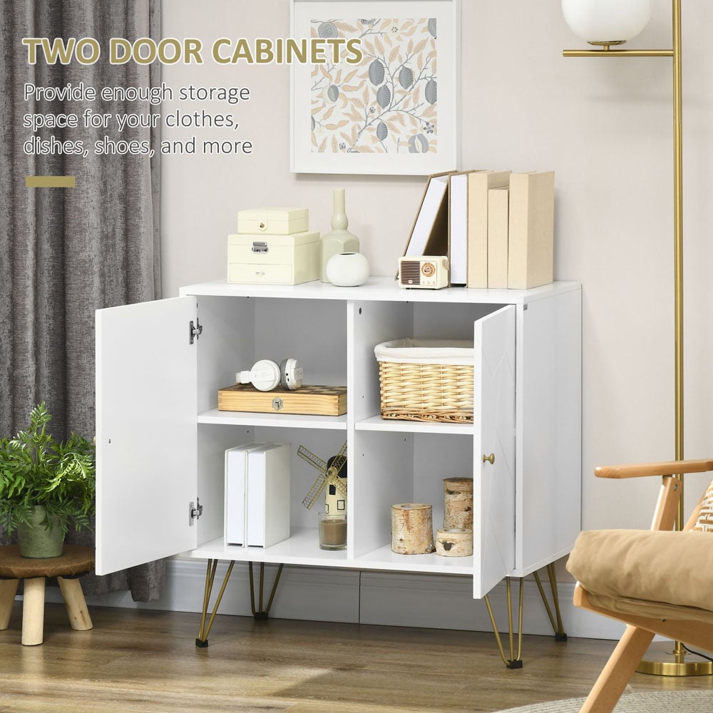 HOMCOM 2 Door White Slim Sideboard Image 6