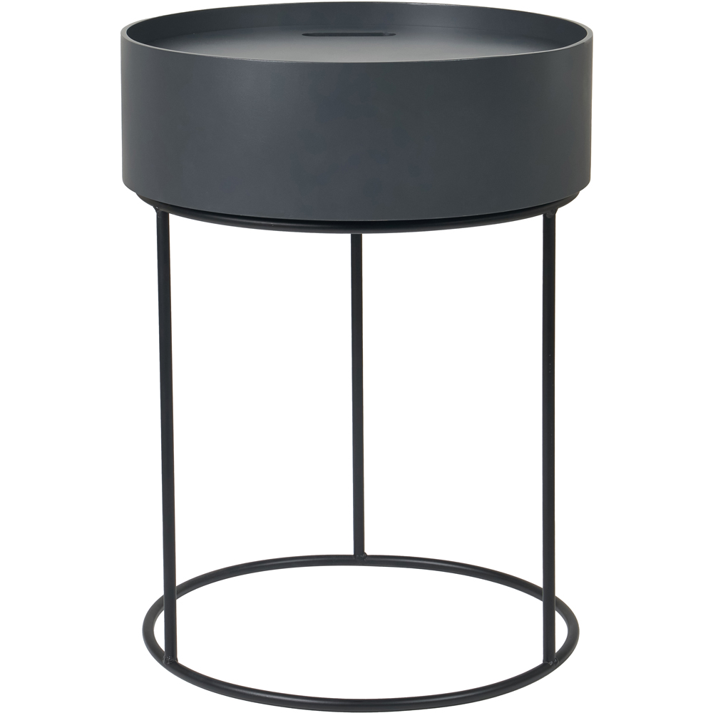 Pacific Lifestyle Hugo Dark Grey Wood Veneer and Black Metal Storage Table Image 2