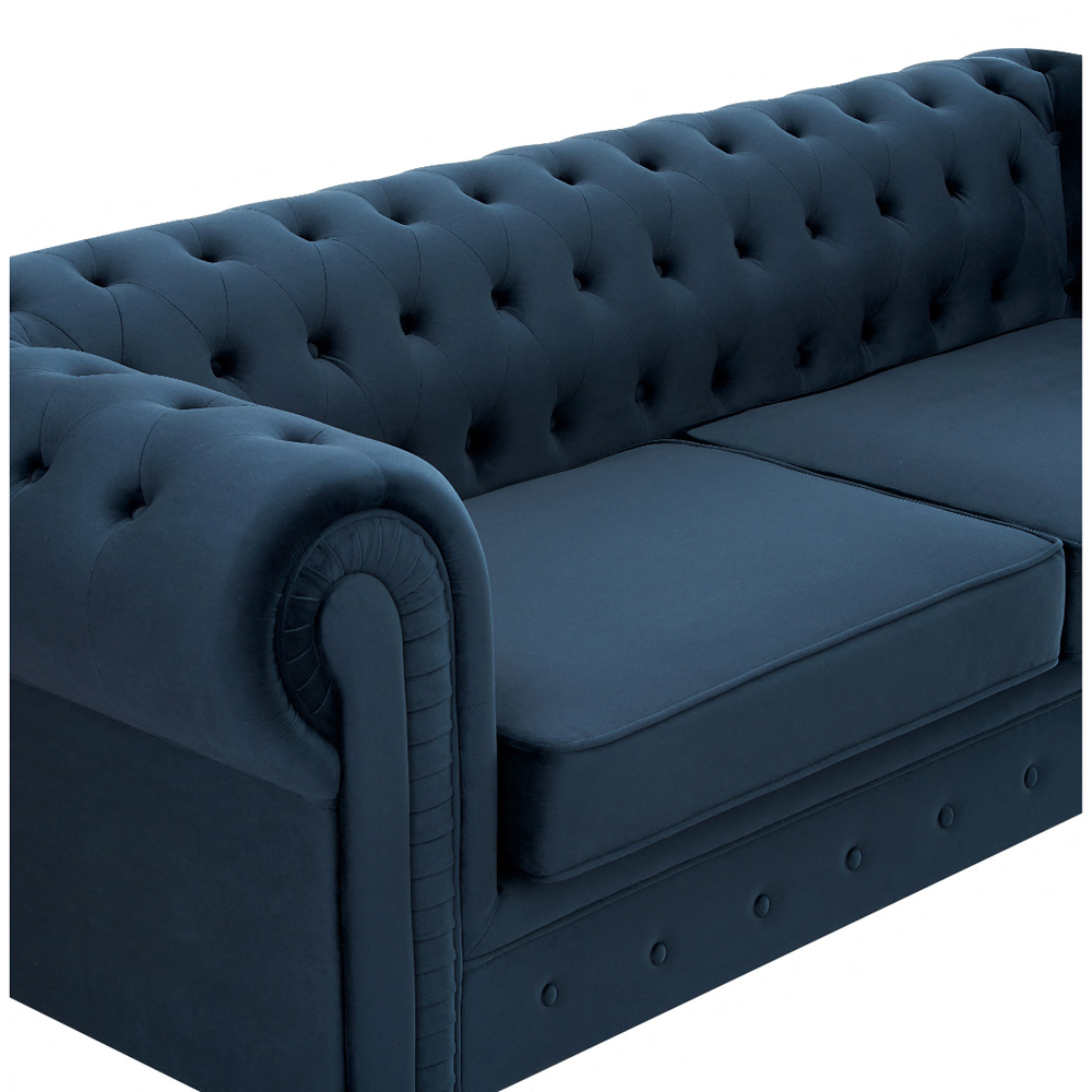Home Detail Chesterfield 3 Seater Pleat Midnight Blue Velvet Sofa Image 5