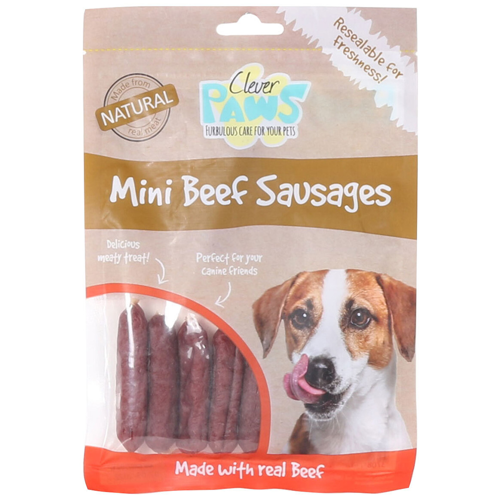 Clever Paws Mini Beef Sausages Dog Treat 40g Image