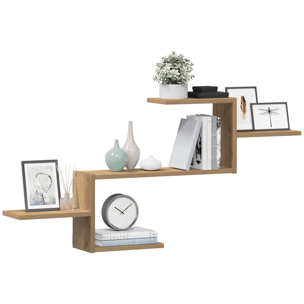 vidaXL 104 x 15 x 49cm Artisan Oak Wall Shelf Image 2