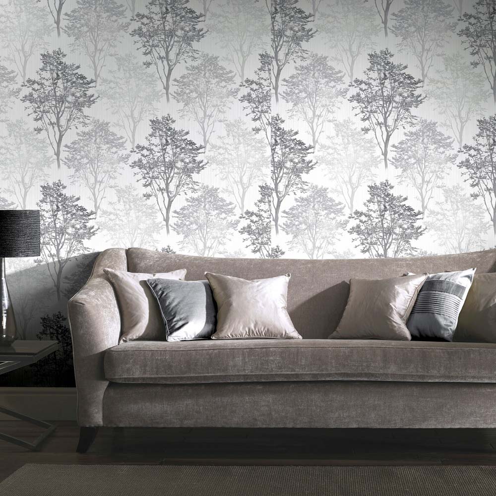 Arthouse Wildwood Monochrome Grey Wallpaper Image 4
