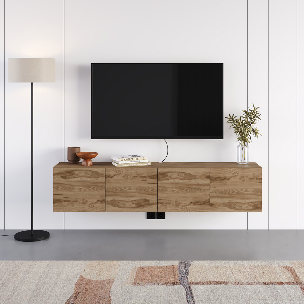 Decortie Combe 4 Door Whiskey Oak Wall-Mounted TV Unit Image 5