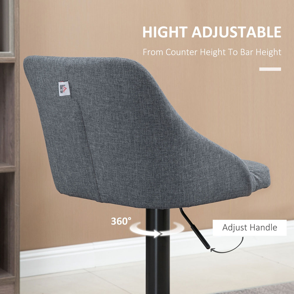 Portland Dark Grey Button Tufted Height Adjustable Swivel Bar Stool Set of 2 Image 5