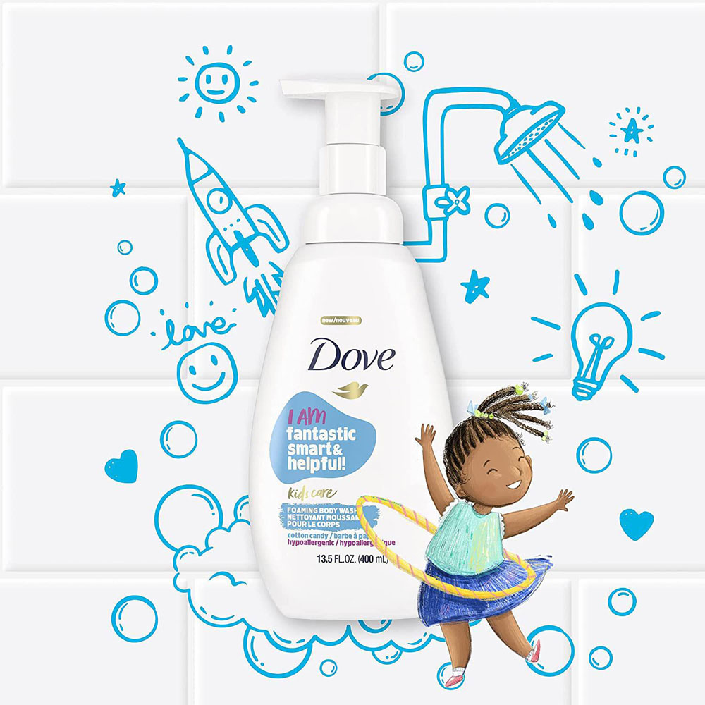 Dove Kids Care Cotton Candy Hypoallergenic Foaming Body Wash 400ml 8 Pack Image 5