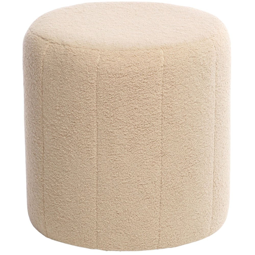 Desser Furniture Small Round Latte Boucle Fabric Pouffe Image 2