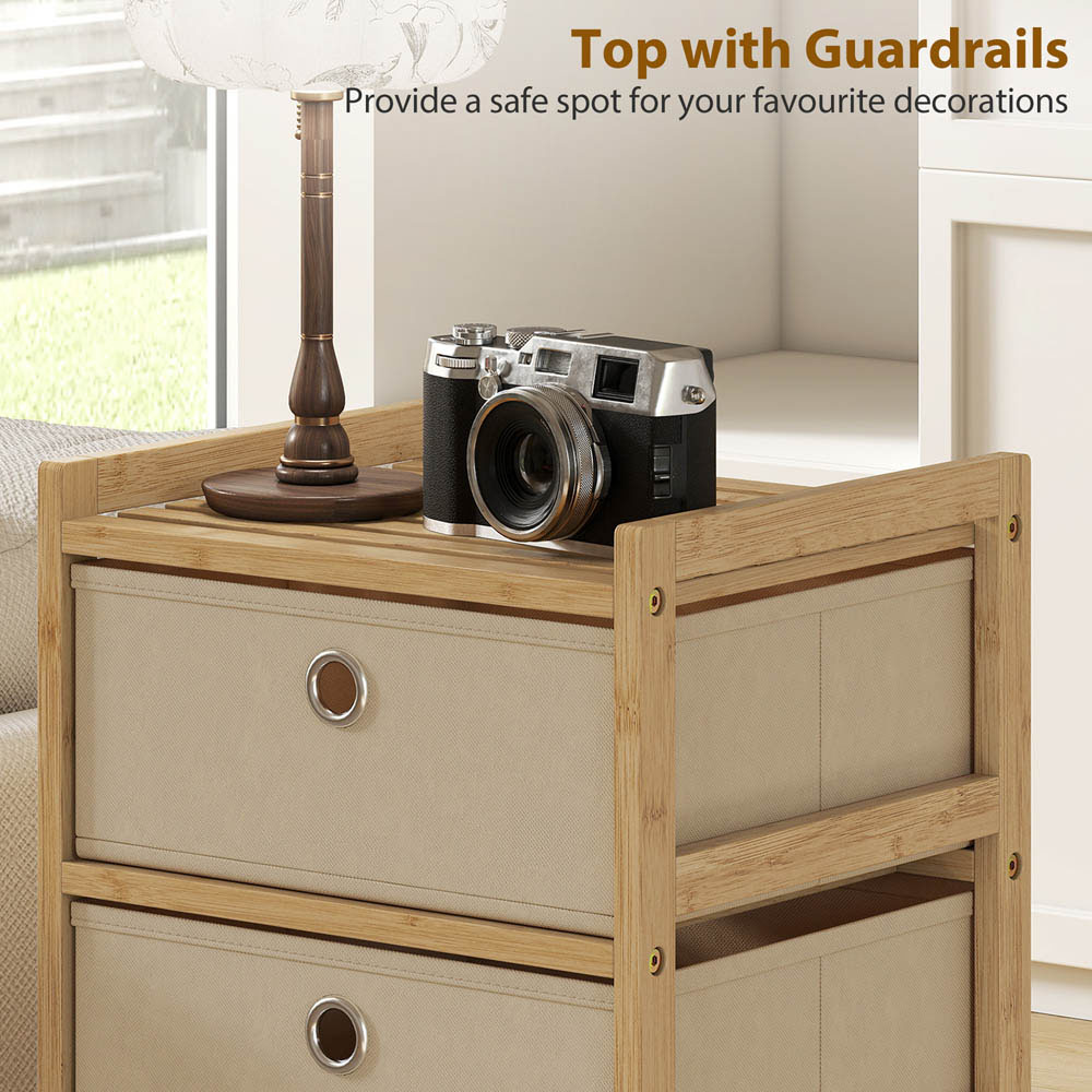 Portland 5 Fabric Drawer Cream White Bamboo Frame Chest of Drawers Image 8