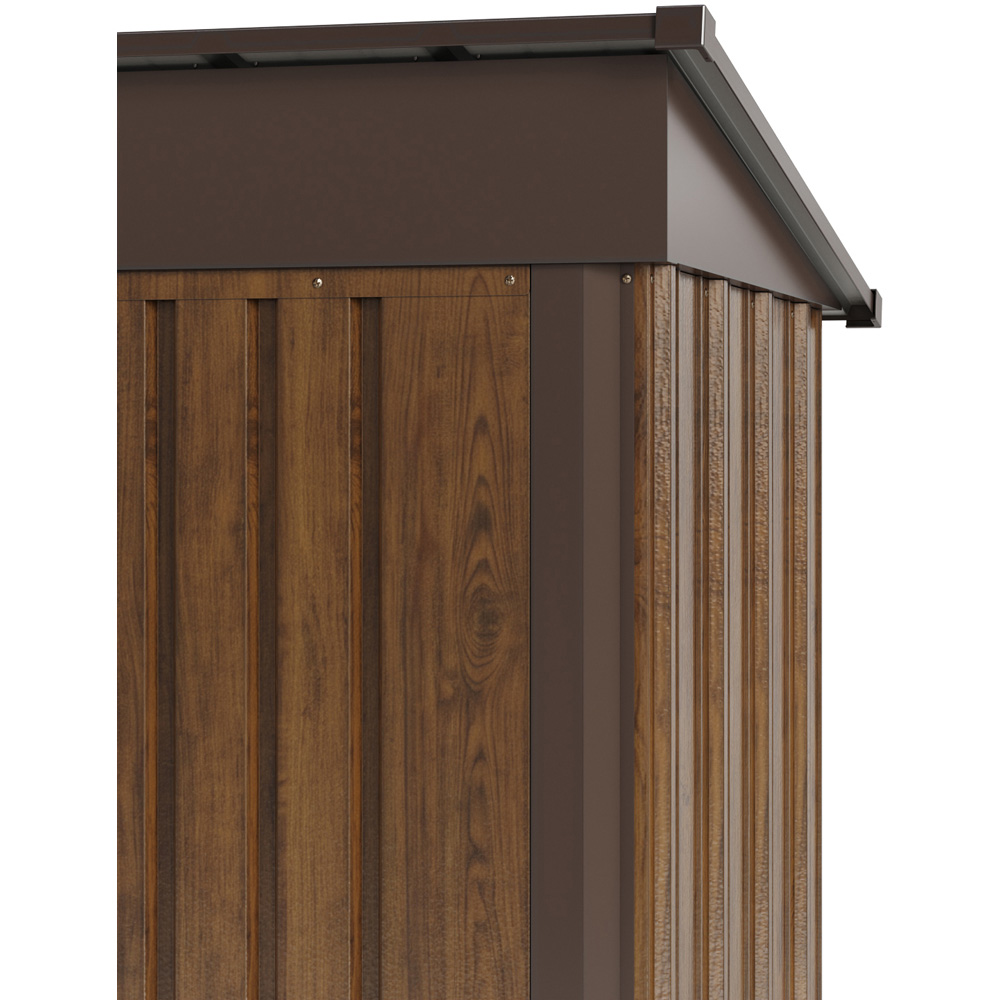 Living and Home 3 x 5ft Brown Wood-Grain Finish Metal Apex Garden Storage Shed Image 4