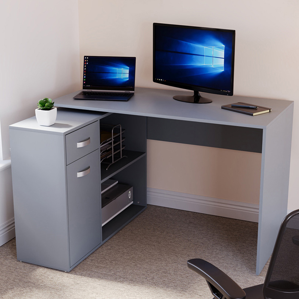 Vida Designs Longton Adjustable Desk Grey Image 1