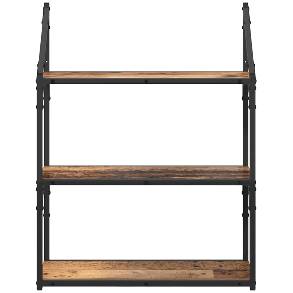 vidaXL 60cm 3 Shelf Old Wood Wall Shelf Image 4