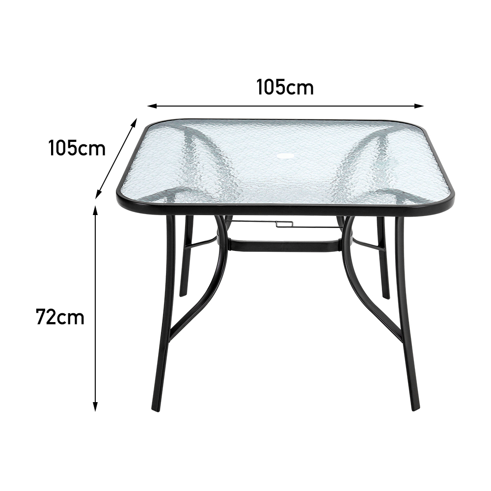 Living and Home Tempered Glass 4 Seater Square Garden Dining Table Image 8