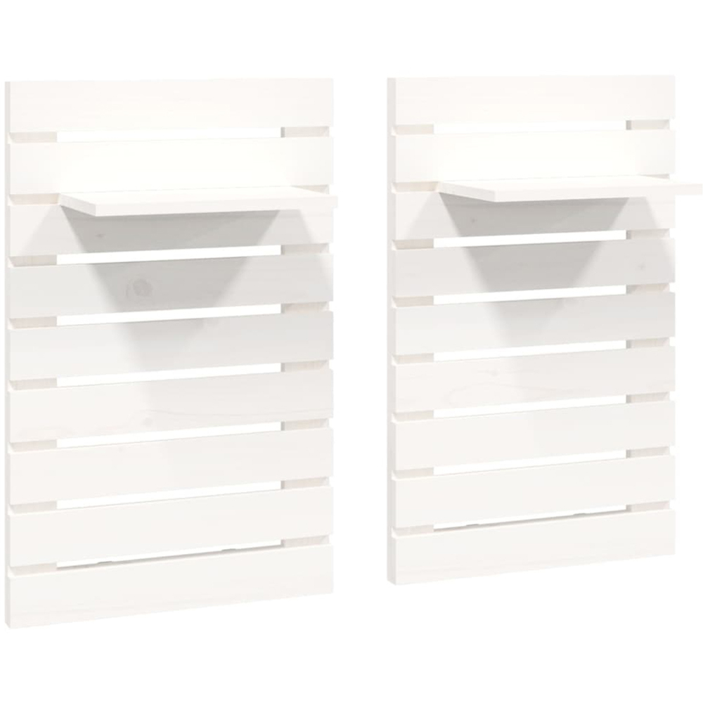 vidaXL White Adjustable Wall-Mounted Bedside Shelf Set of 2 Image 1