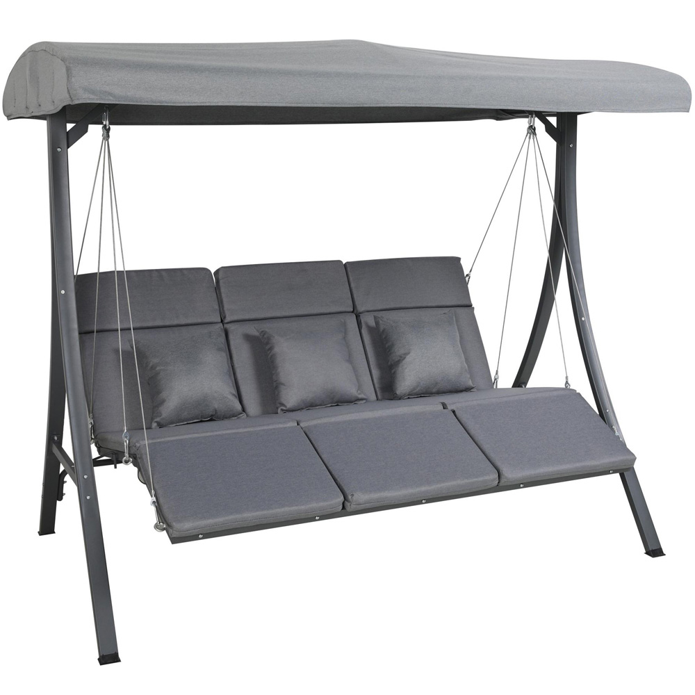 Charles Bentley 3 Seater Grey Lounger Swing Chair Image 2