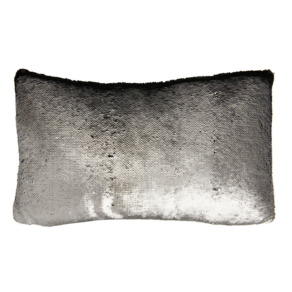 Wilko Silver Sequin Cushion 30 x 50cm Image 3