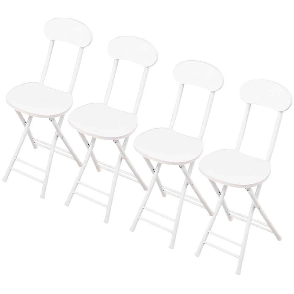 Living and Home Set of 4 White Portable Foldable Dining Chairs Image 2