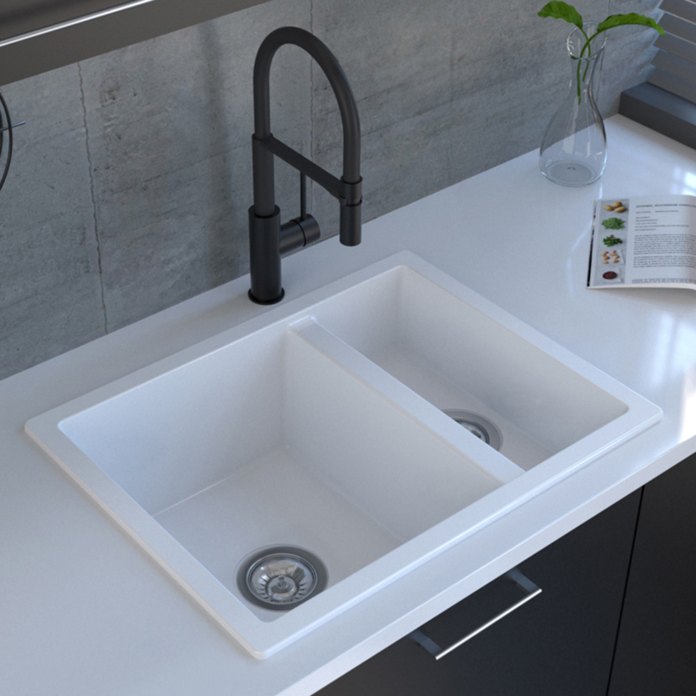 Reginox Toulon 1.5 PW Pure White 1.5 Bowl Granite Sink 460 x 600mm Image 2