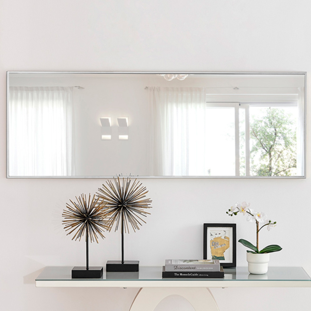 Furniturebox Austen Rectangular Silver Large Metal Wall Mirror 140 x 50cm Image 8