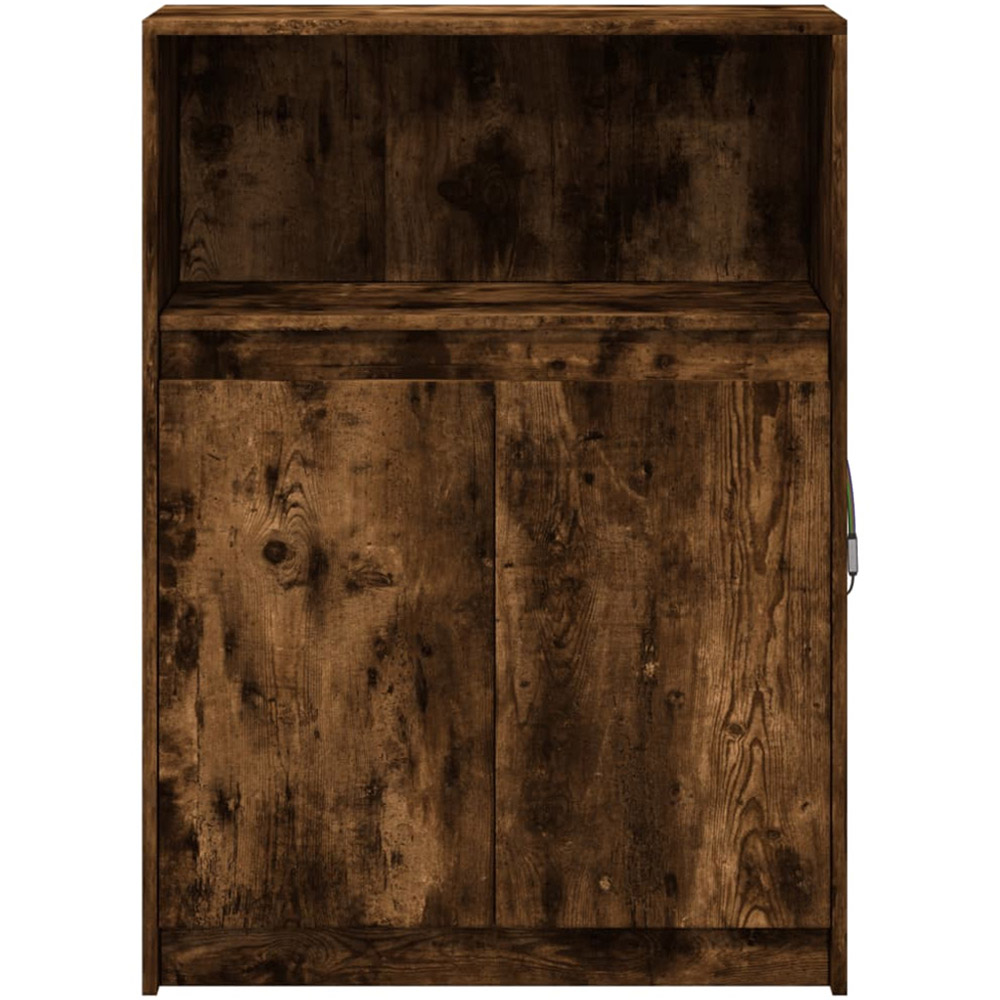 vidaXL 2 Door Single Shelf Smoked Oak Sideboard with RGB LED Lights Image 6