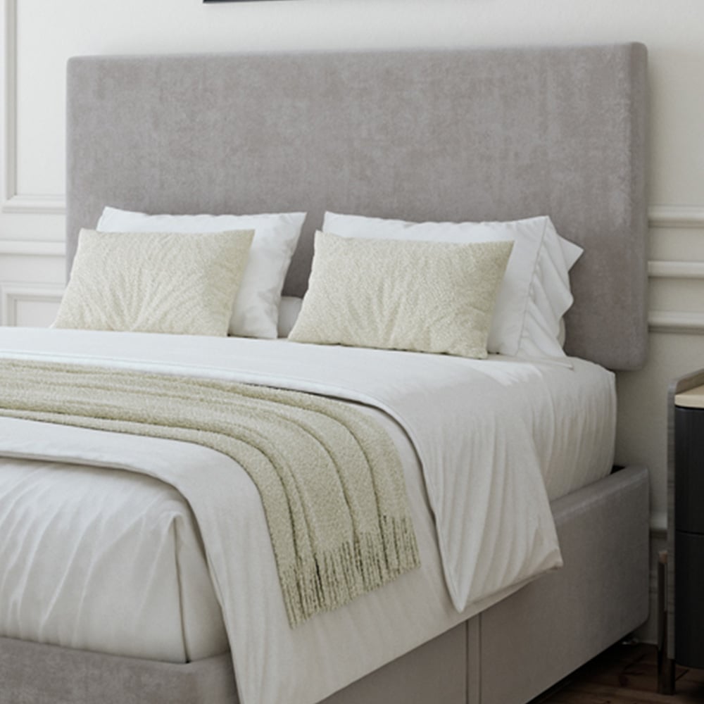 Bedmaster King Size Seal Grey Naples Linen 2 Drawer Divan Base with Valencia Headboard Image 2