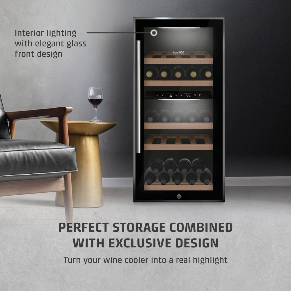 CASO Design WineComfort 644 Black 24 Bottle Wine Cooler Fridge Image 2