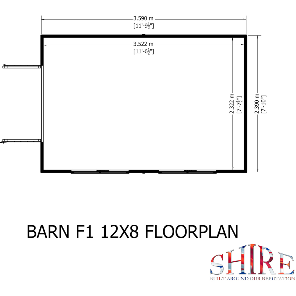 Shire Barn 12 x 8ft Double Door Shiplap Apex Garden Shed Image 7