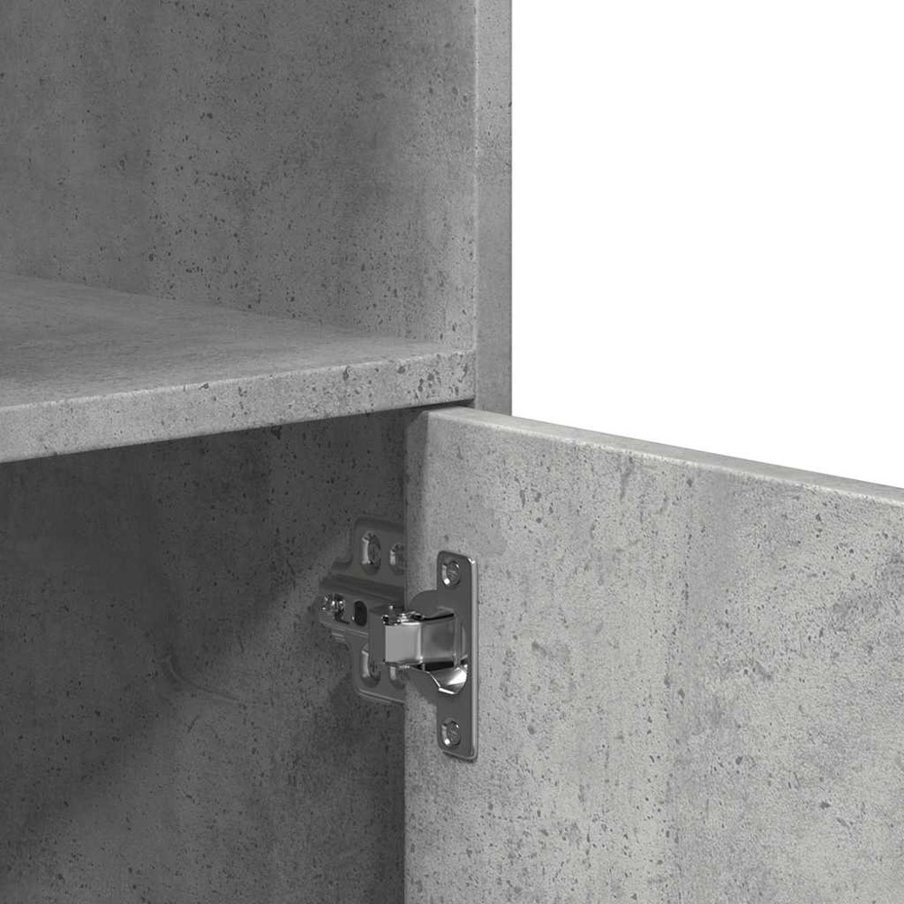 vidaXL 2 Door Single Open Shelf Concrete Grey Rolling Storage Cabinet Image 8