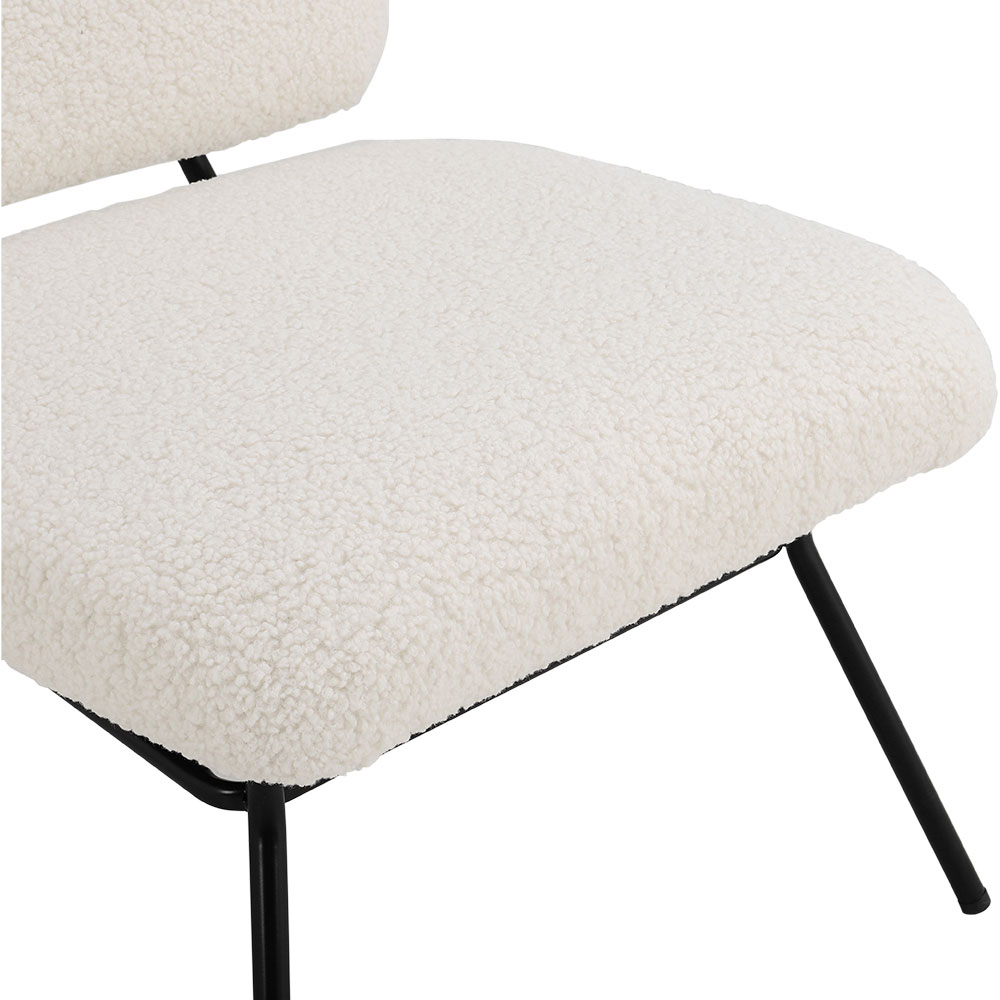 Living and Home Beige Faux Wool Accent Chair Image 4