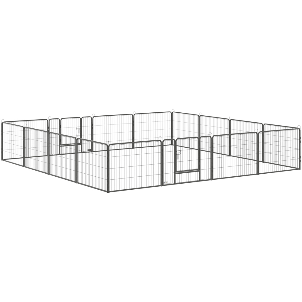 PawHut 16 Panel Dog Playpen with 2 Doors Image 1