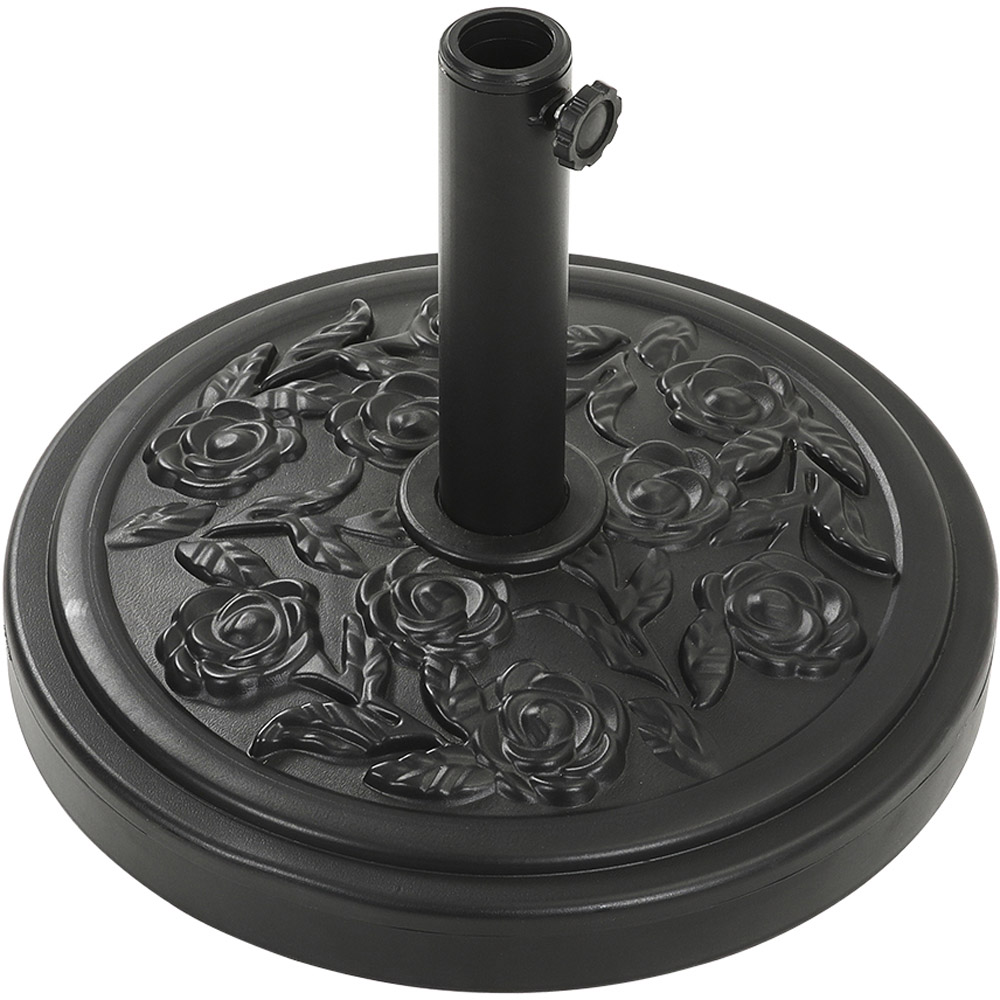 Living and Home Dark Grey 2 Tier Solar Light Cantilever Parasol with Rose Cement Base 3m Image 4