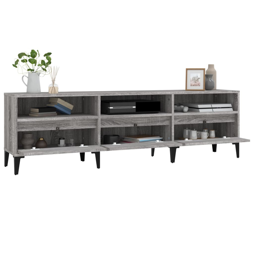 vidaXL 3 Door 3 Shelf Grey Sonoma TV Cabinet Image 6