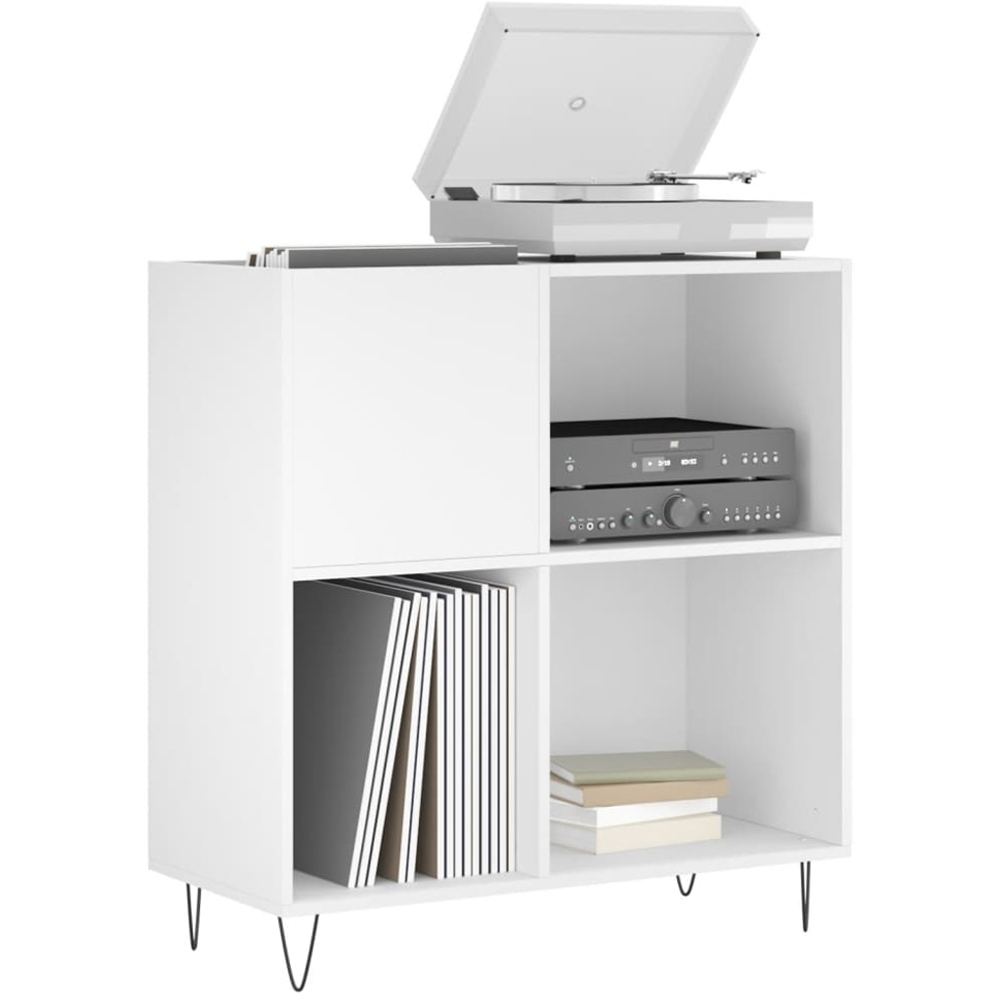 vidaXL 3 Shelf White Record Cabinet Image 3