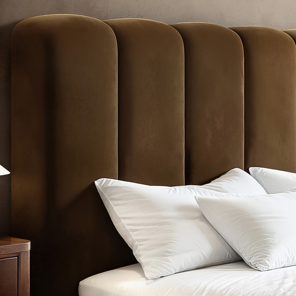 Solace+Co Emilie King Size Brown Velvet Ribbed Ottoman Bed Image 4